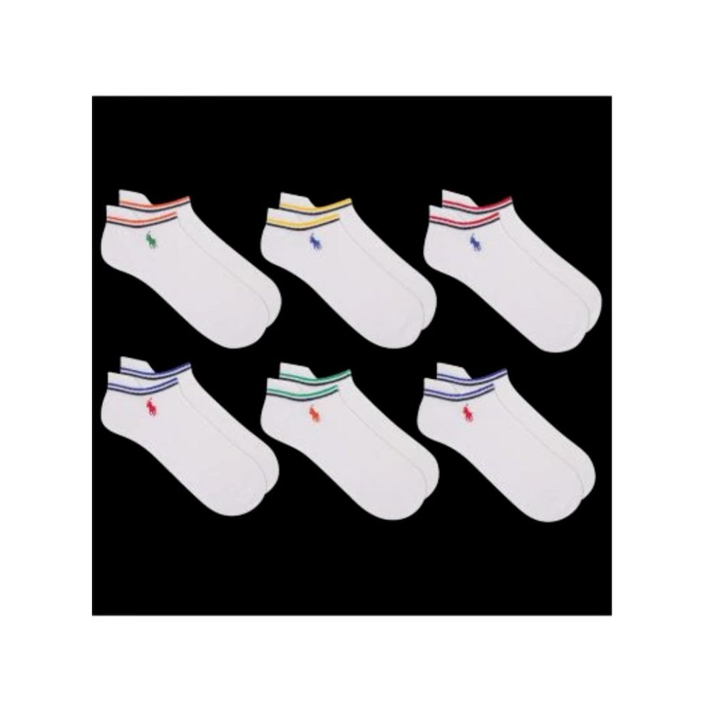 NWT Polo Ralph Lauren Varsity Stripe Low Cut 6-Pack Socks